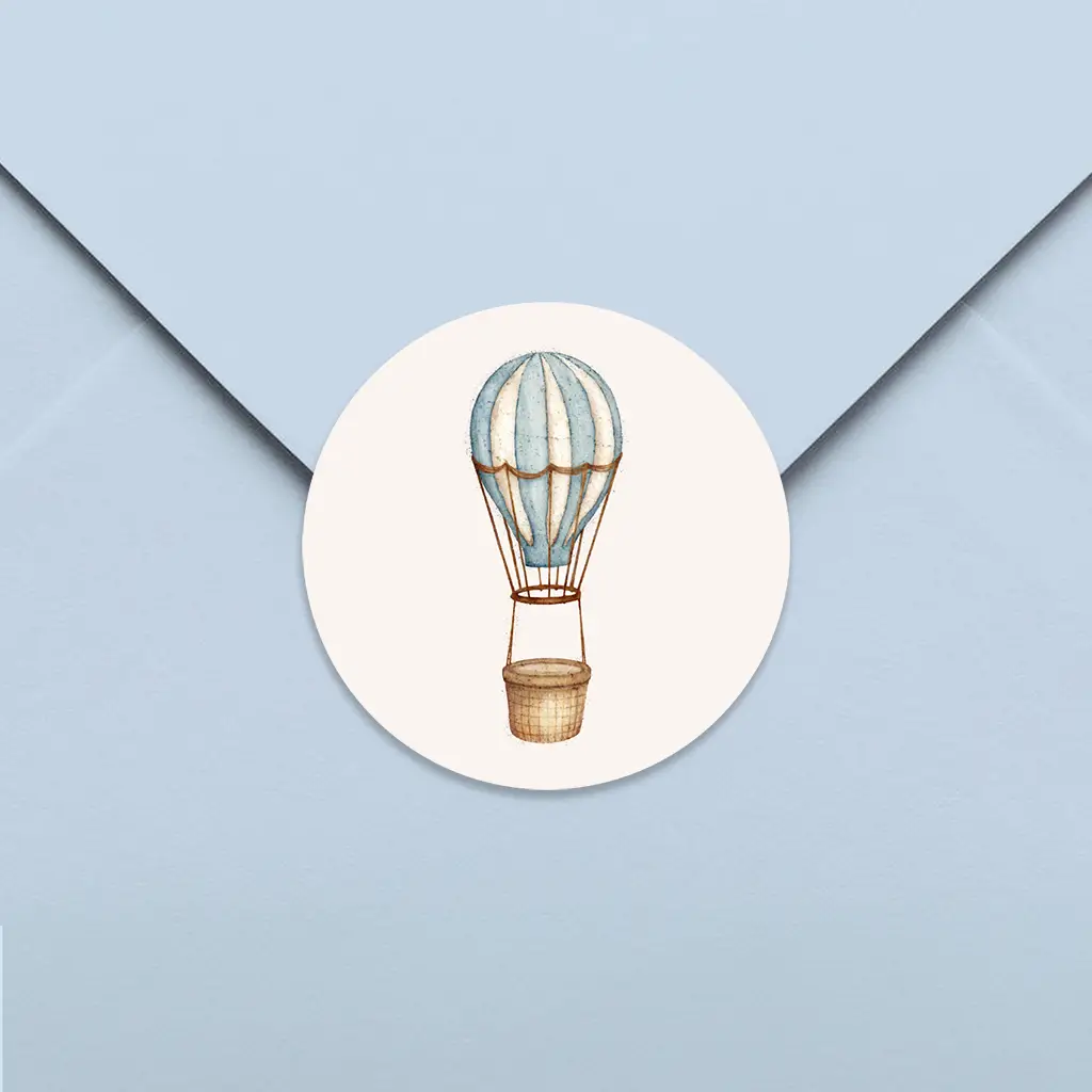 Sluitsticker met illustratie blauwe luchtballon - per 25 stuks