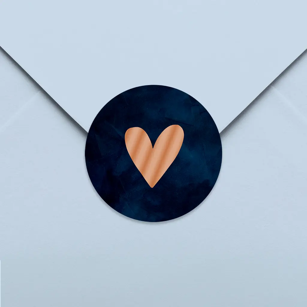 Sluitsticker donkerblauw velvetlook met hartje - per vel