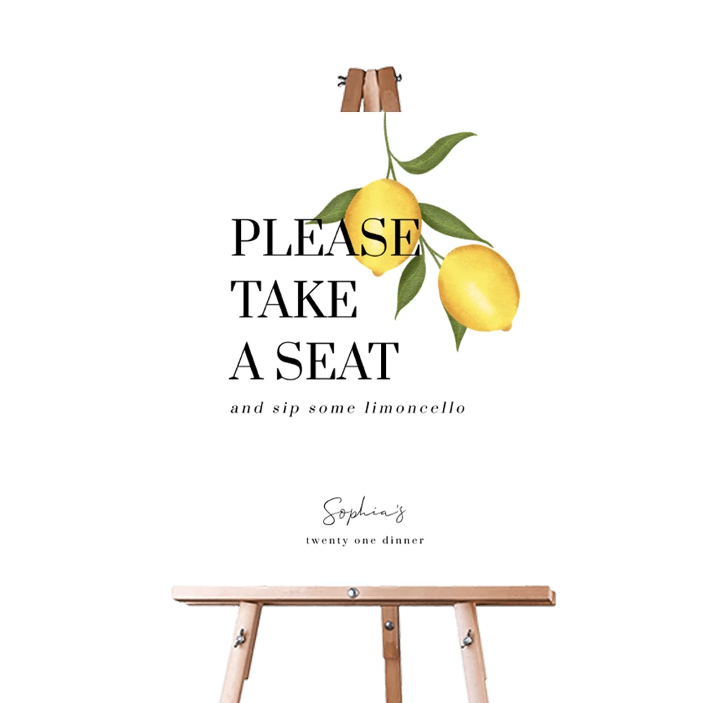 21 diner welkomstbord met citroenen