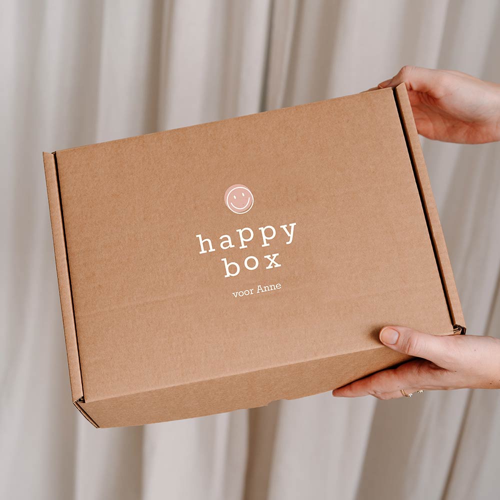 Cadeaudoos met smiley als feestelijk relatiegeschenk