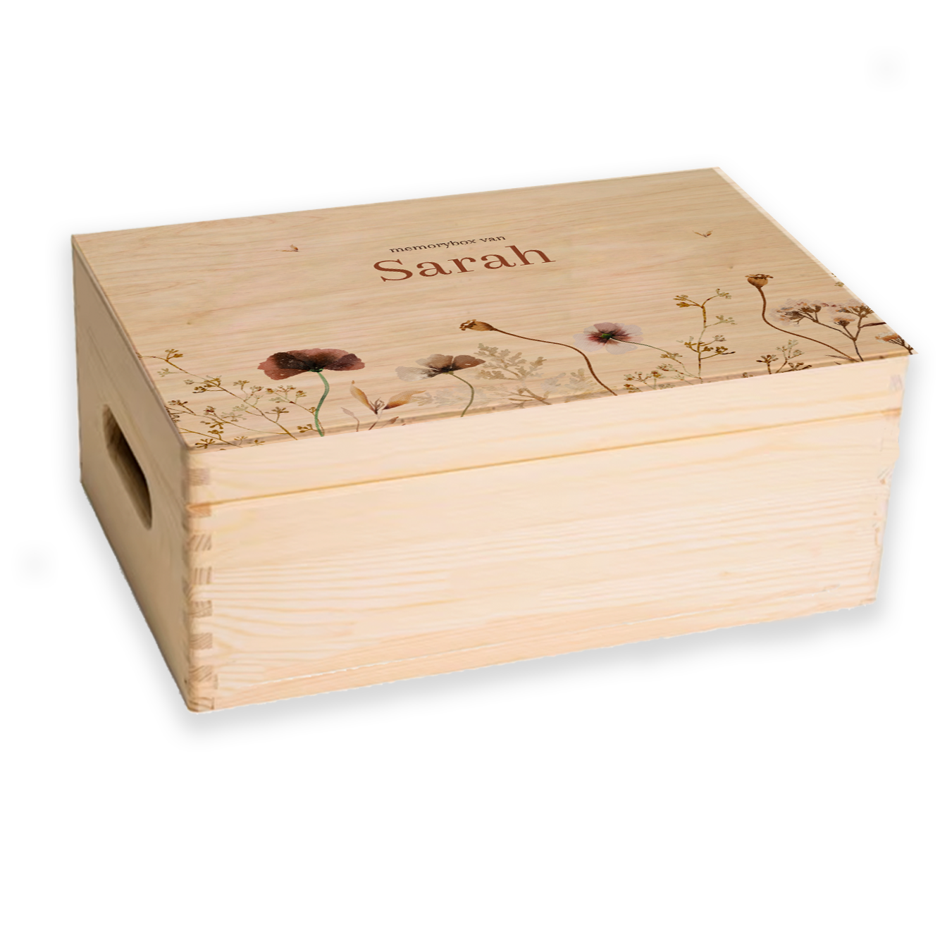 Memorybox Bloemen meisje roestbruin veldbloemen