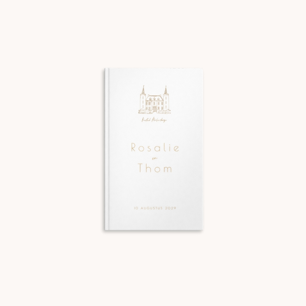 Gastenboek bruiloft lijntekening kasteel trouwlocatie