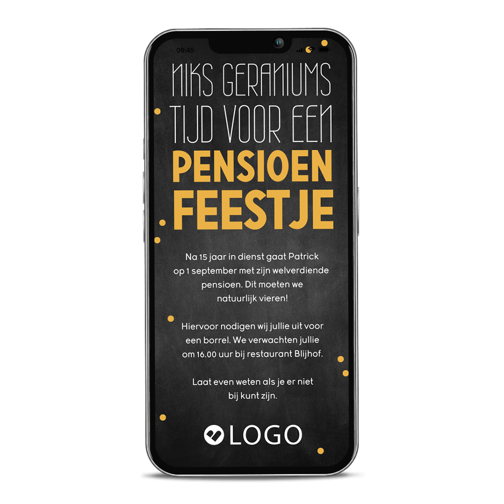 Zakelijke digitale uitnodiging pensioen feestje met confetti