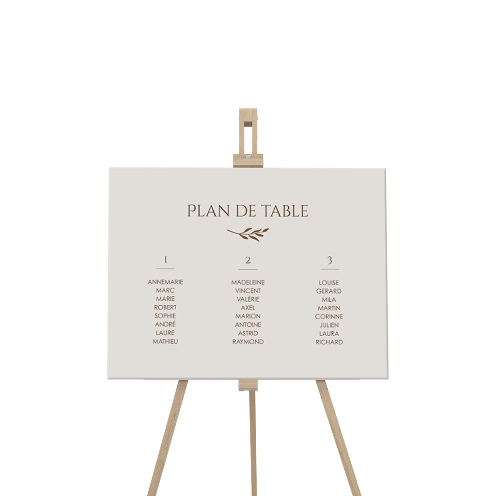 Plan de table mariage en beige et marron