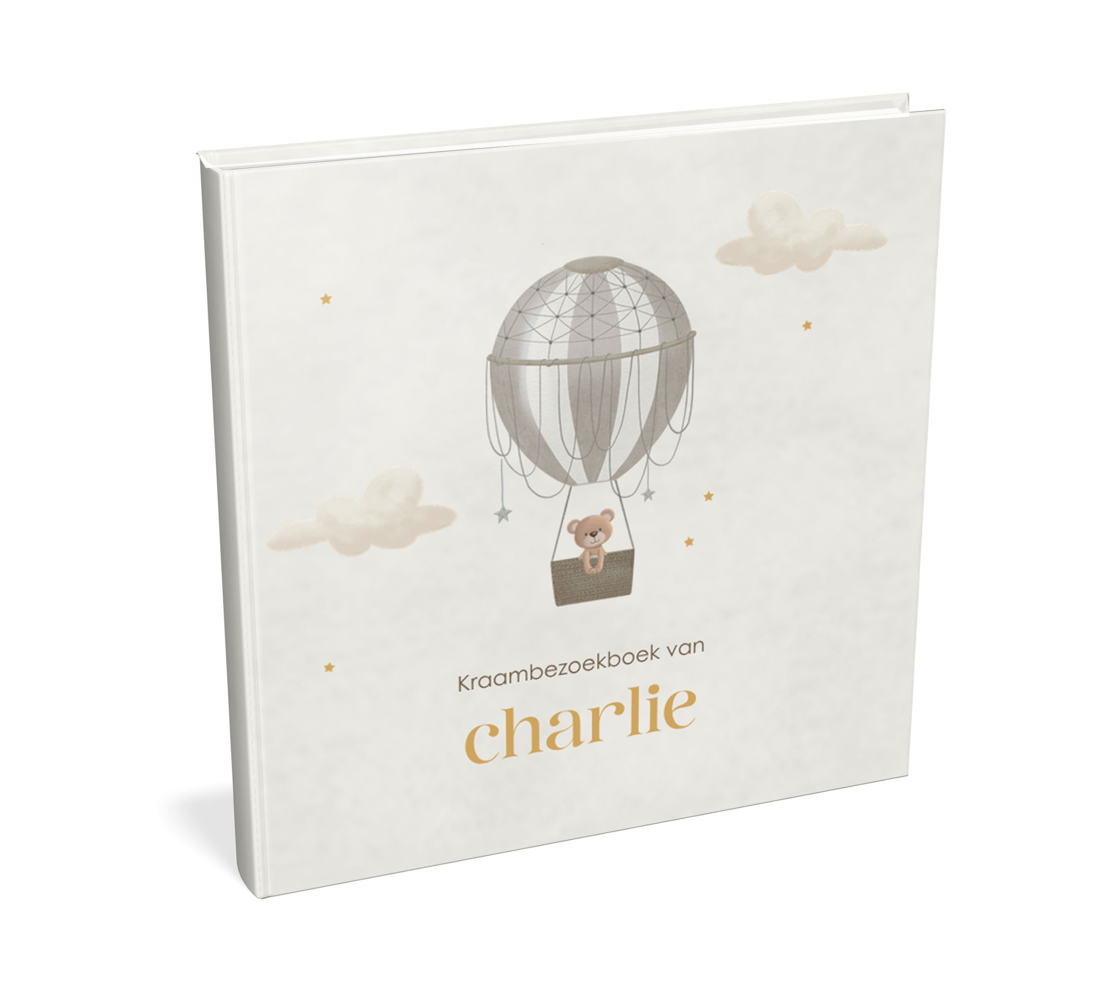Kraambezoekboek neutraal met beertje in luchtballon
