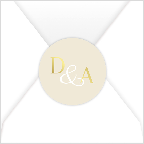 Sluitsticker bruiloft goudfolie trouwlogo beige initialen