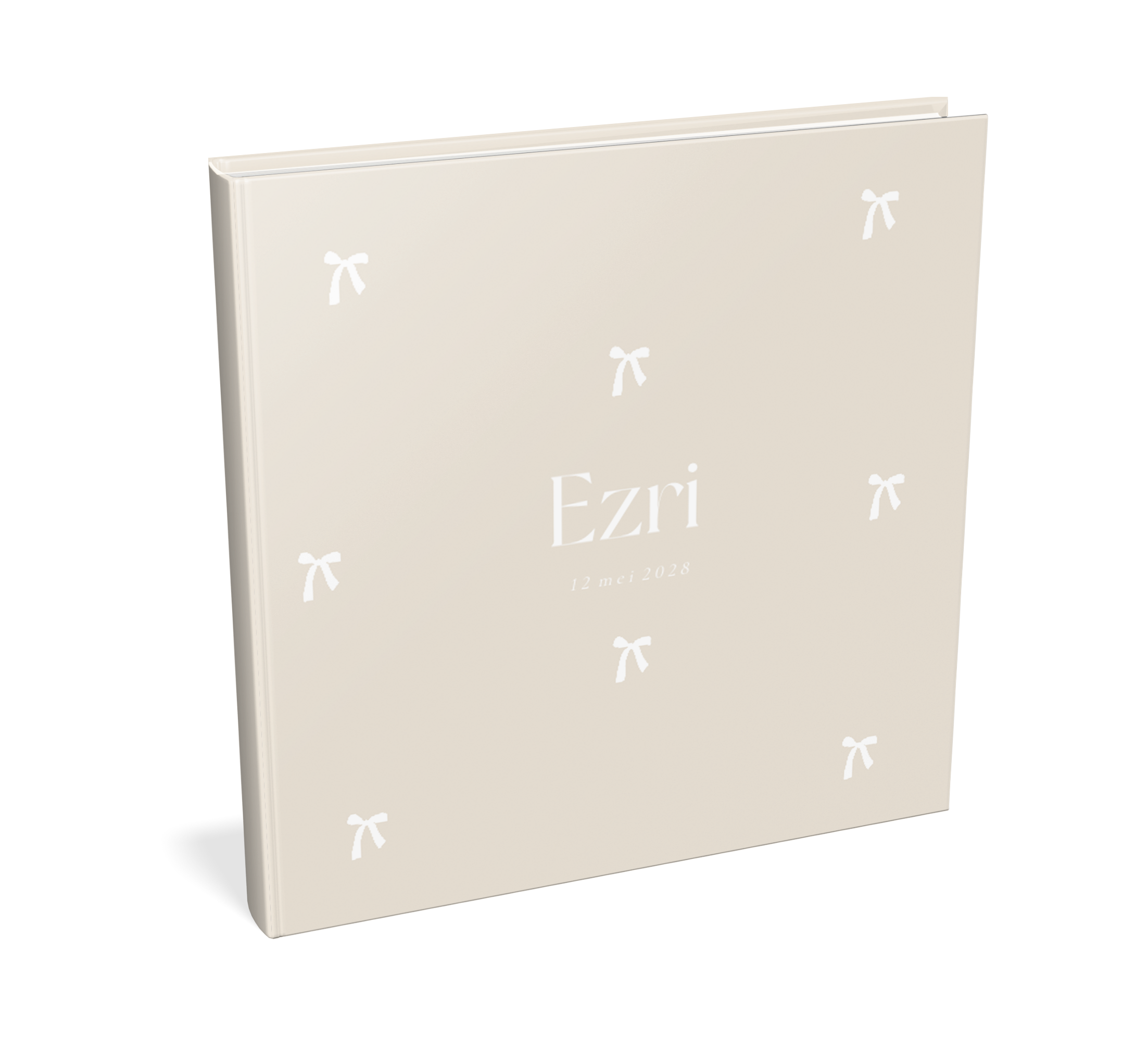 Kraambezoekboek stijlvol beige met strikjes