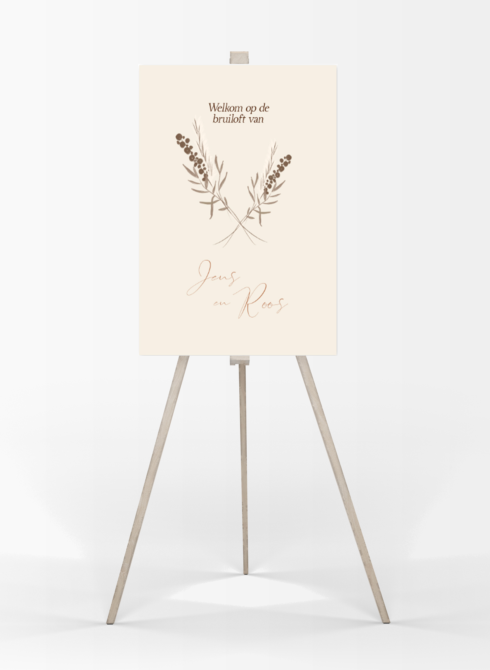 Welkomsbord bruiloft boho bloemen