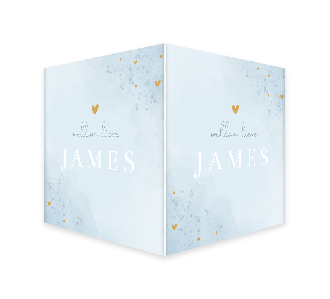 Raambord vierkant met lichtblauwe watercolour en spetters