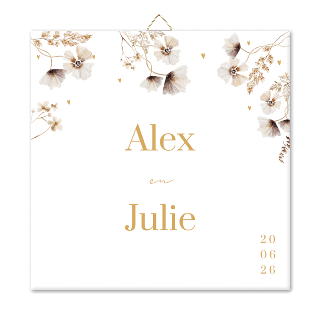 Stijlvol wit keramiek tegeltje met bloemenrand