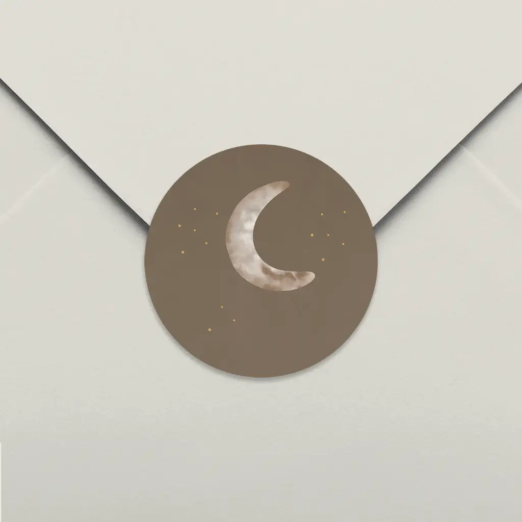 Sluitsticker met watercolour maan en sterren - per 25 stuks