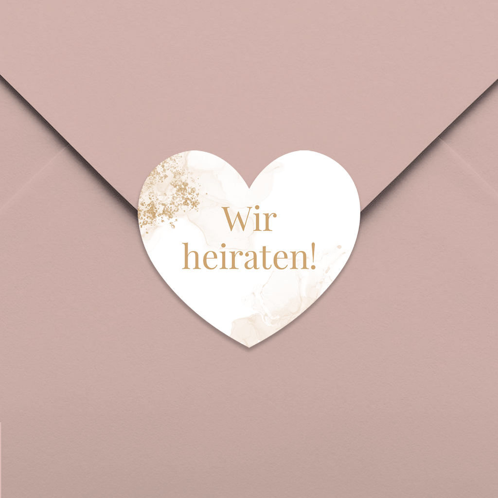 Aufkleber Herz Hochzeit 35x31mm 30 Stück