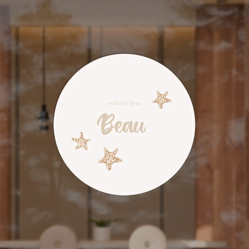 Lieve raamsticker met watercolour zeesterren