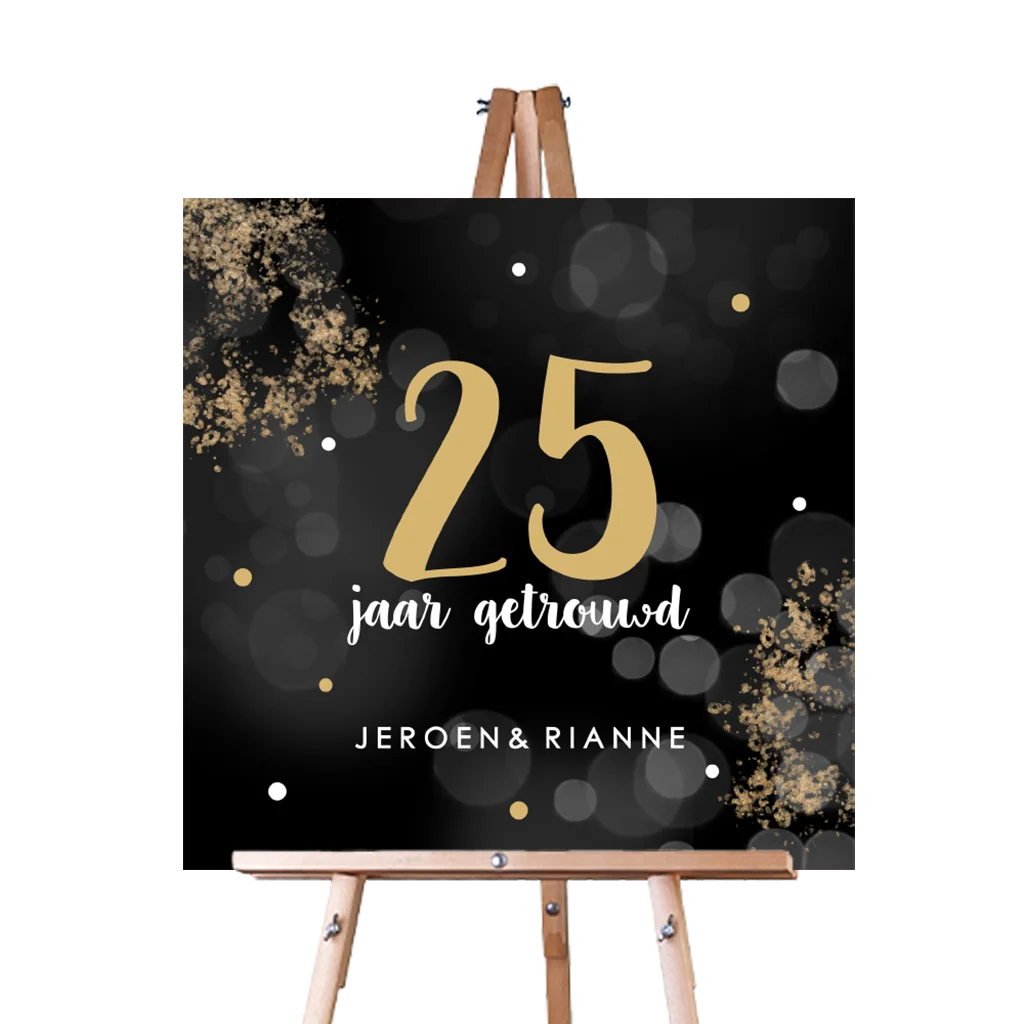Welkomstbord voor huwelijksjubileum met water color