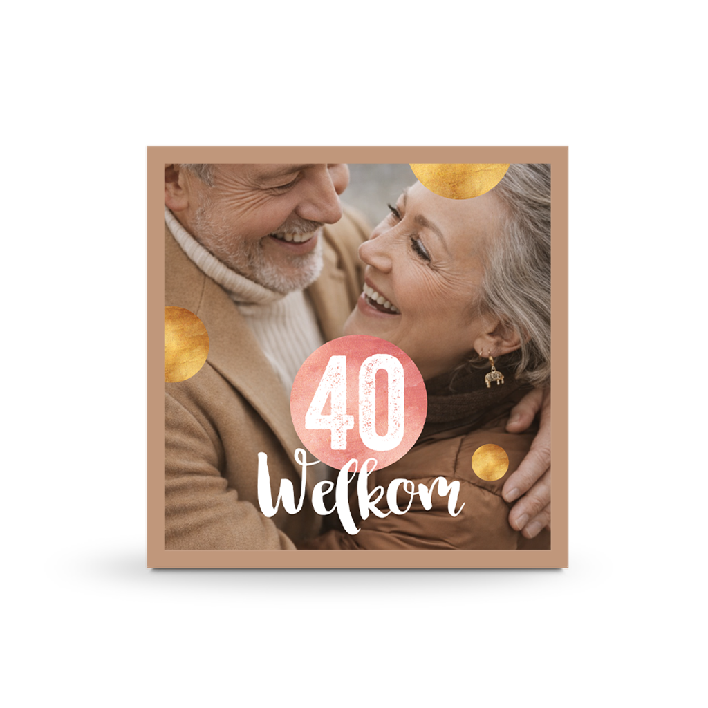 Welkomstposter 40 jarig huwelijksjubileum met foto en en stippen