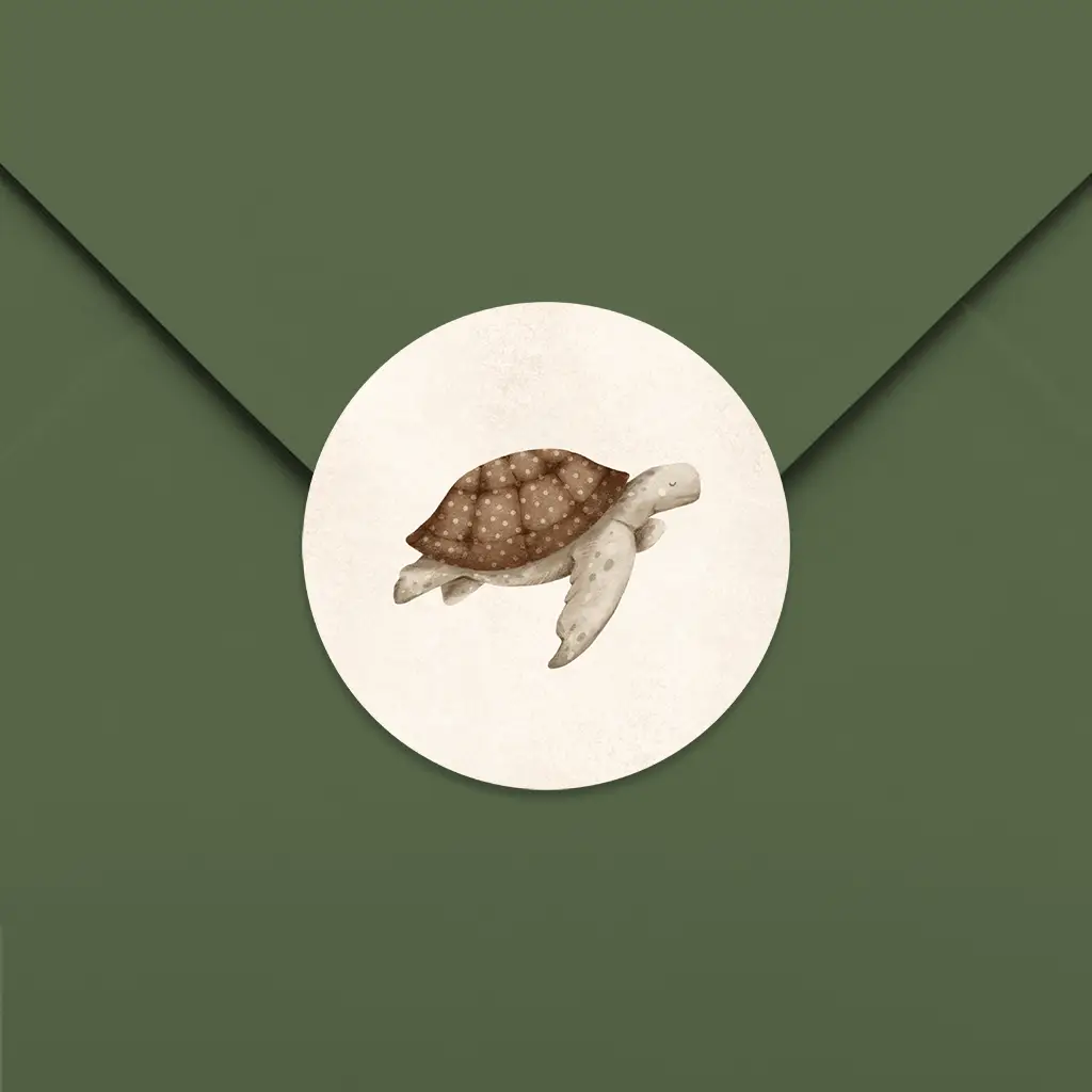 Sluitsticker met lief schildpadje - per 25 stuks