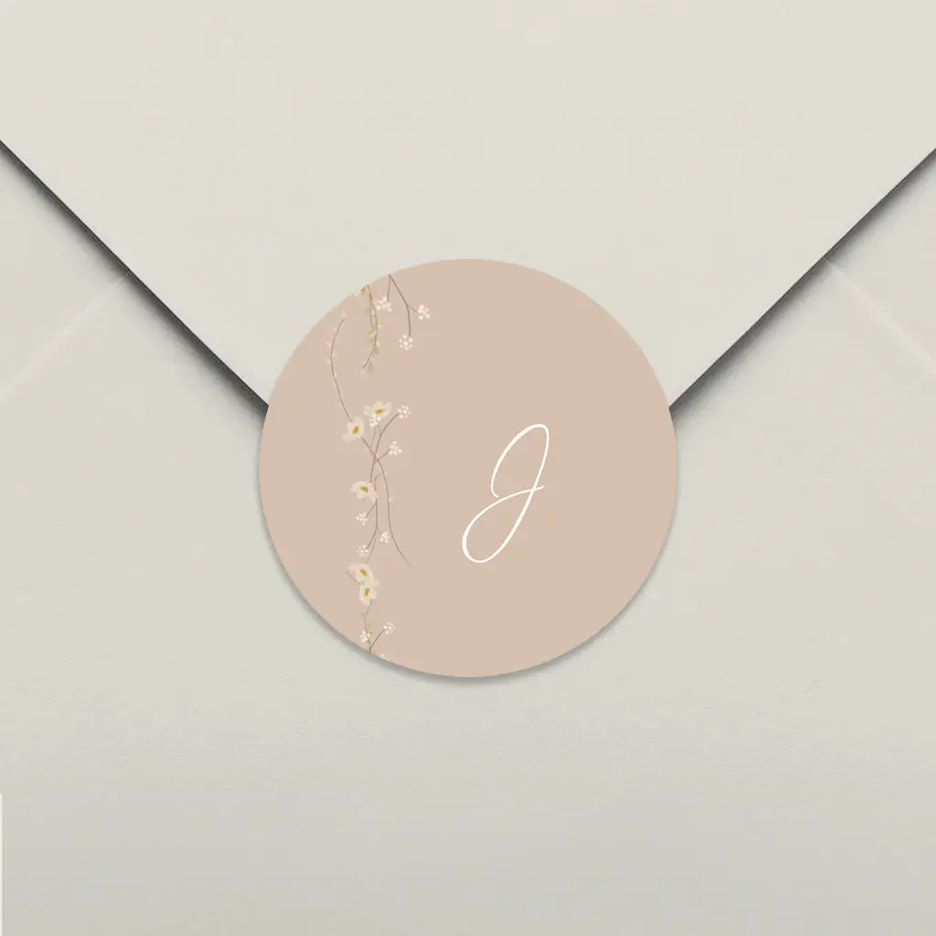 Sluitsticker oudroze met bloemen - per 25 stuks