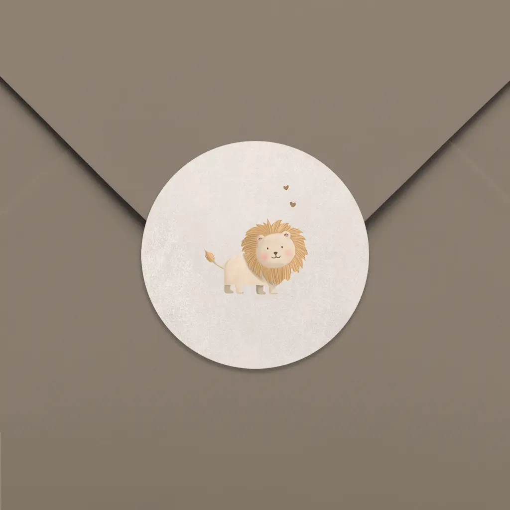 Sluitsticker met leeuwtje en hartjes - per 25 stuks