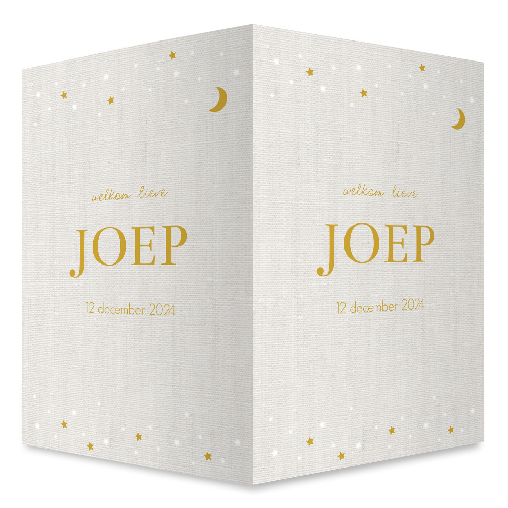 Geboortebord neutraal linnen look met sterren