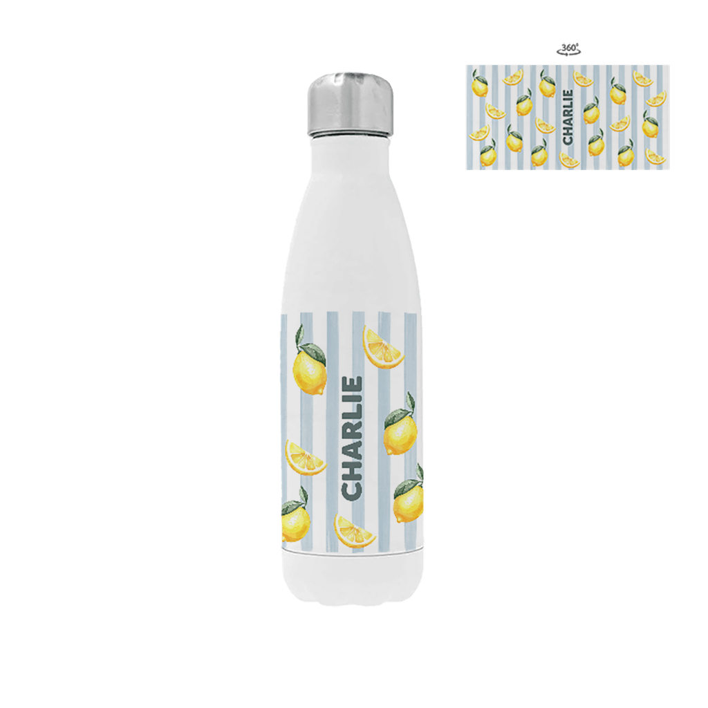 Drinkfles RVS met naam en citroenen