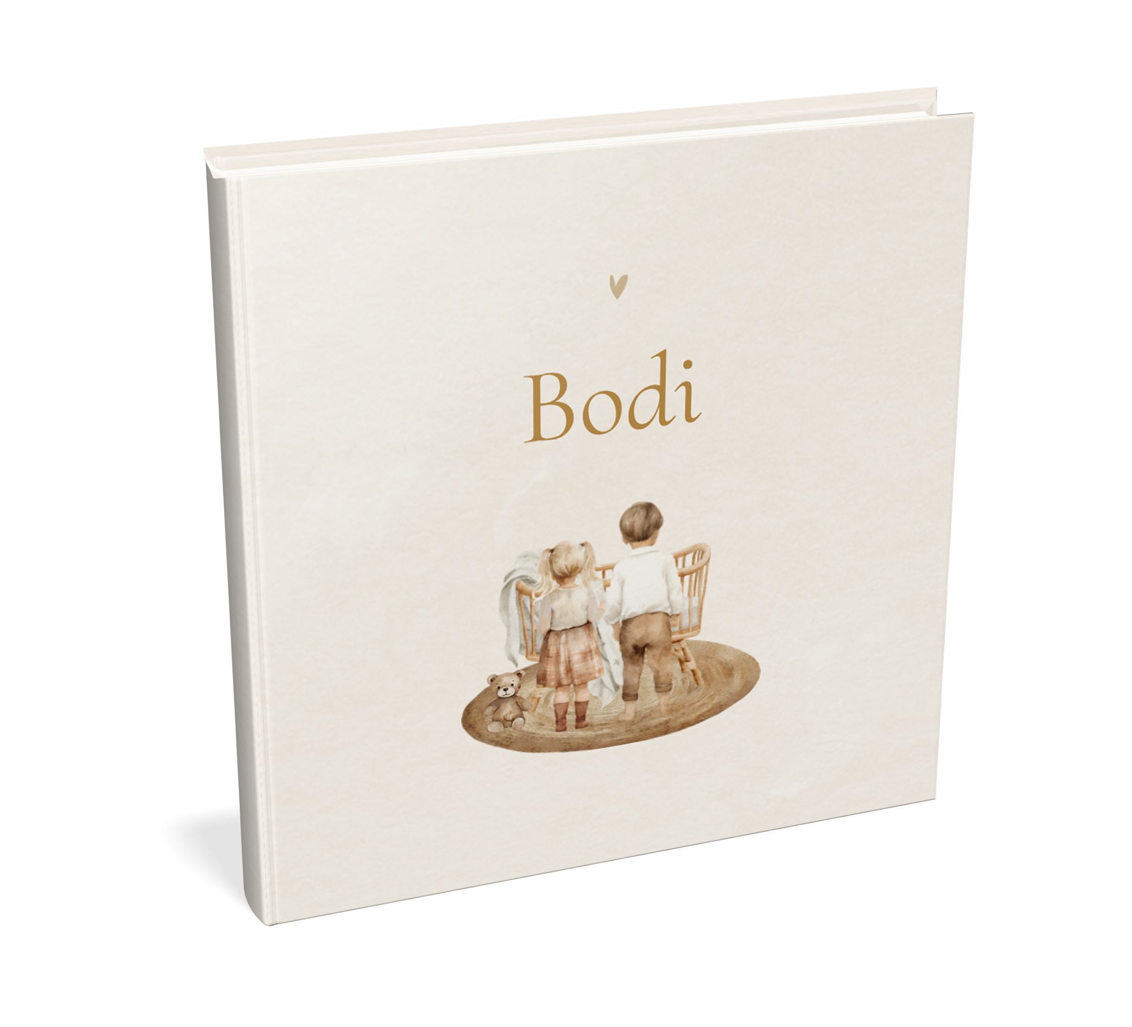 Kraambezoekboek met wiegje en illustraties grote broer en zus