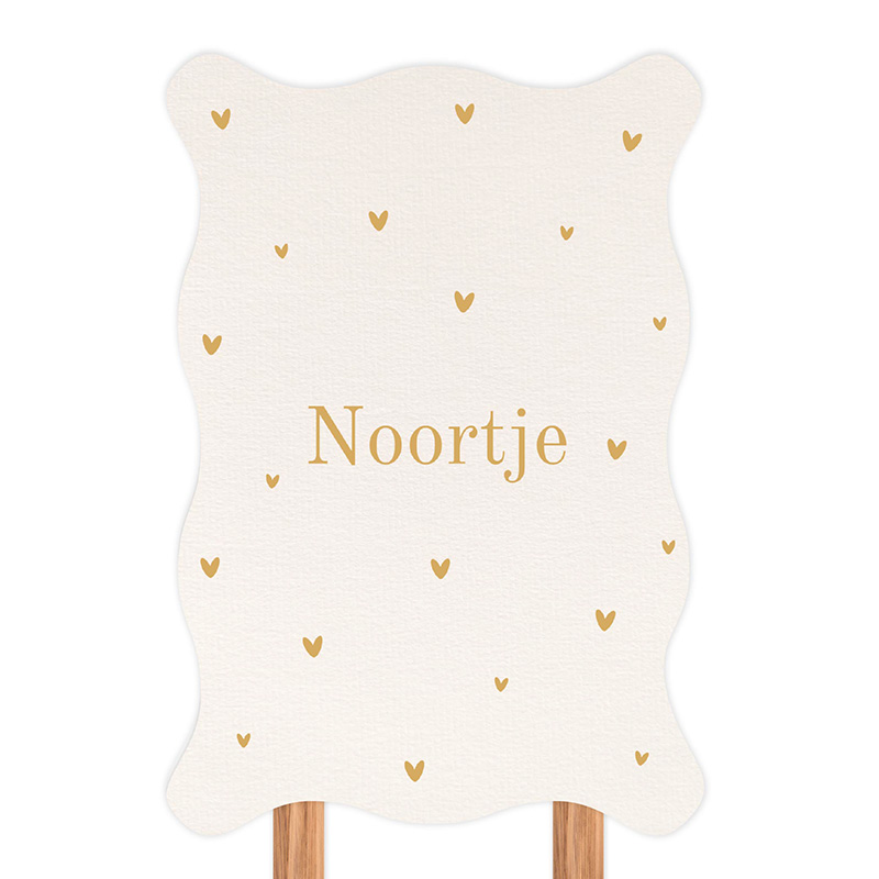 Geboortetuinbord stijlvol met golfrand en hartjes – Noortje
