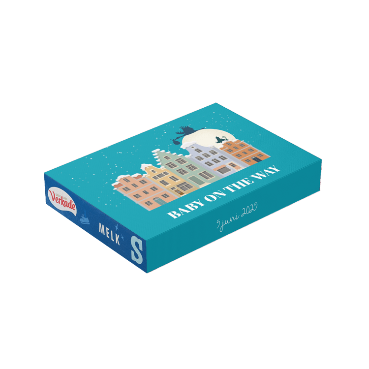 Zwangerschapsaankondiging chocoladeletter met Sinterklaas en ooievaar