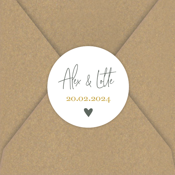 Sluitsticker trouwkaart trouwdatum hartje