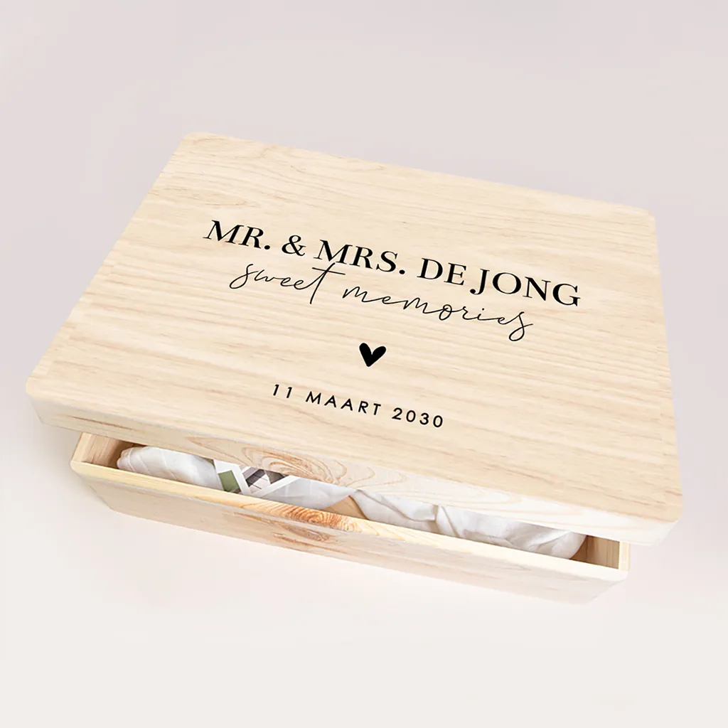 Memorybox huwelijk minimalistisch met hartje