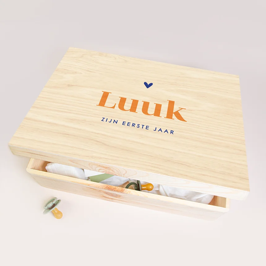 Memorybox geboorte hout color blocking