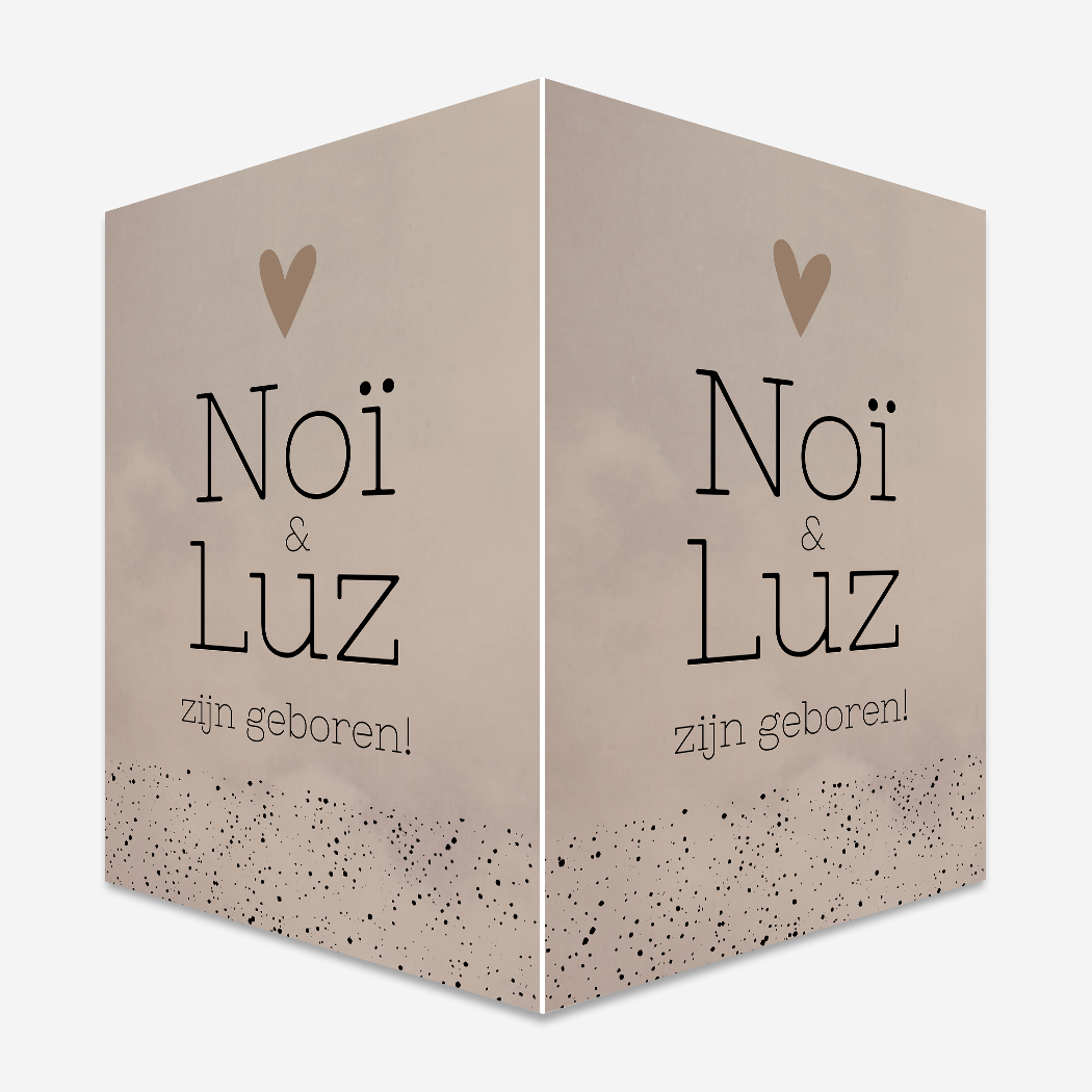 Raambord Tweeling Taupe Stipjes Hartje