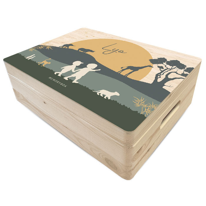 Jungle geboorte memory box grote broer met broertje en jungle dieren