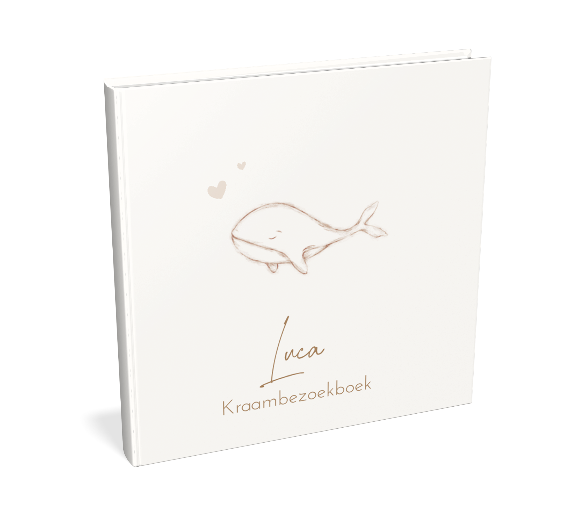 Lief kraambezoekboek met lijntekening van walvis en hartjes