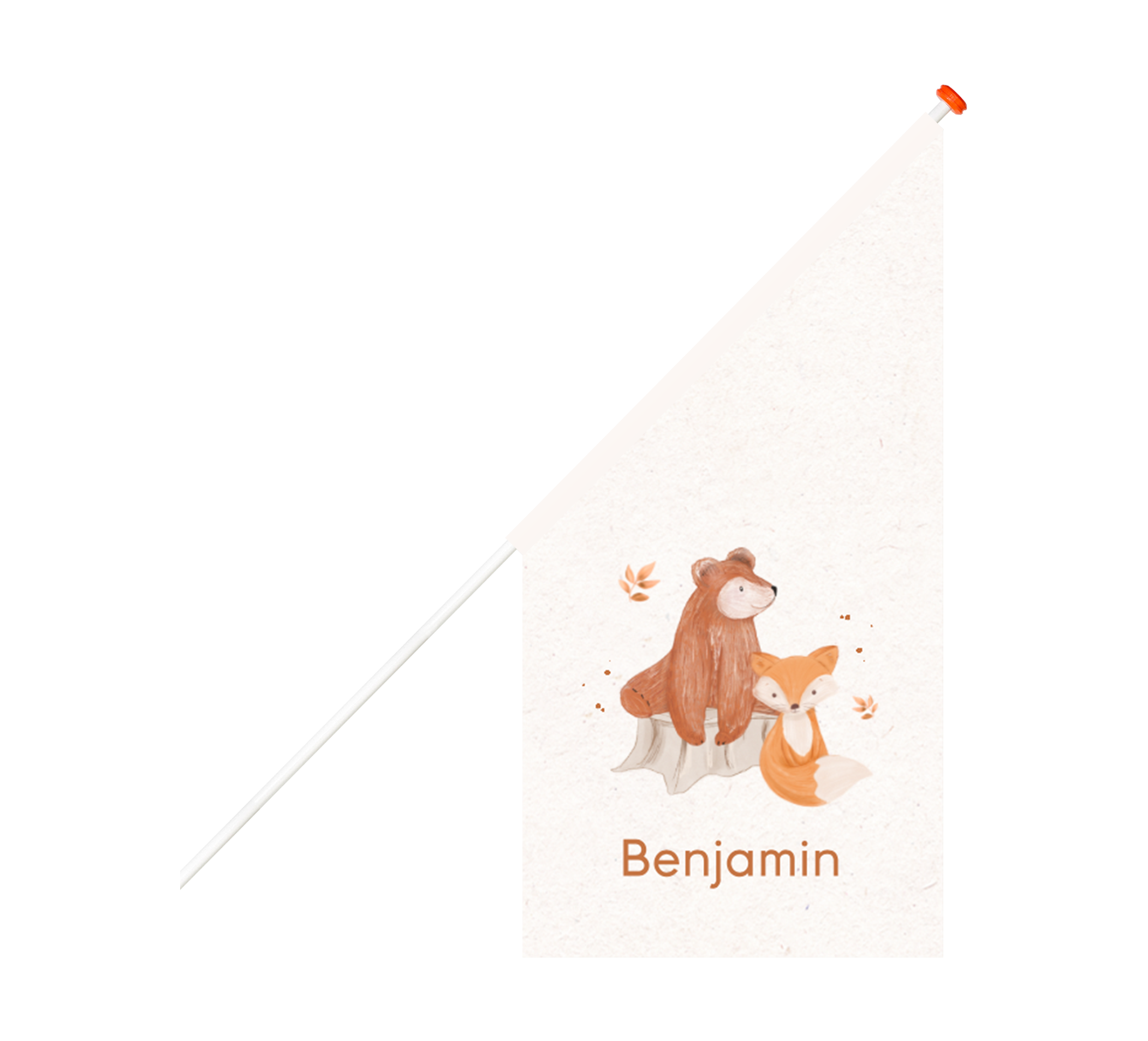 Lieve geboortevlag met een beer en vos