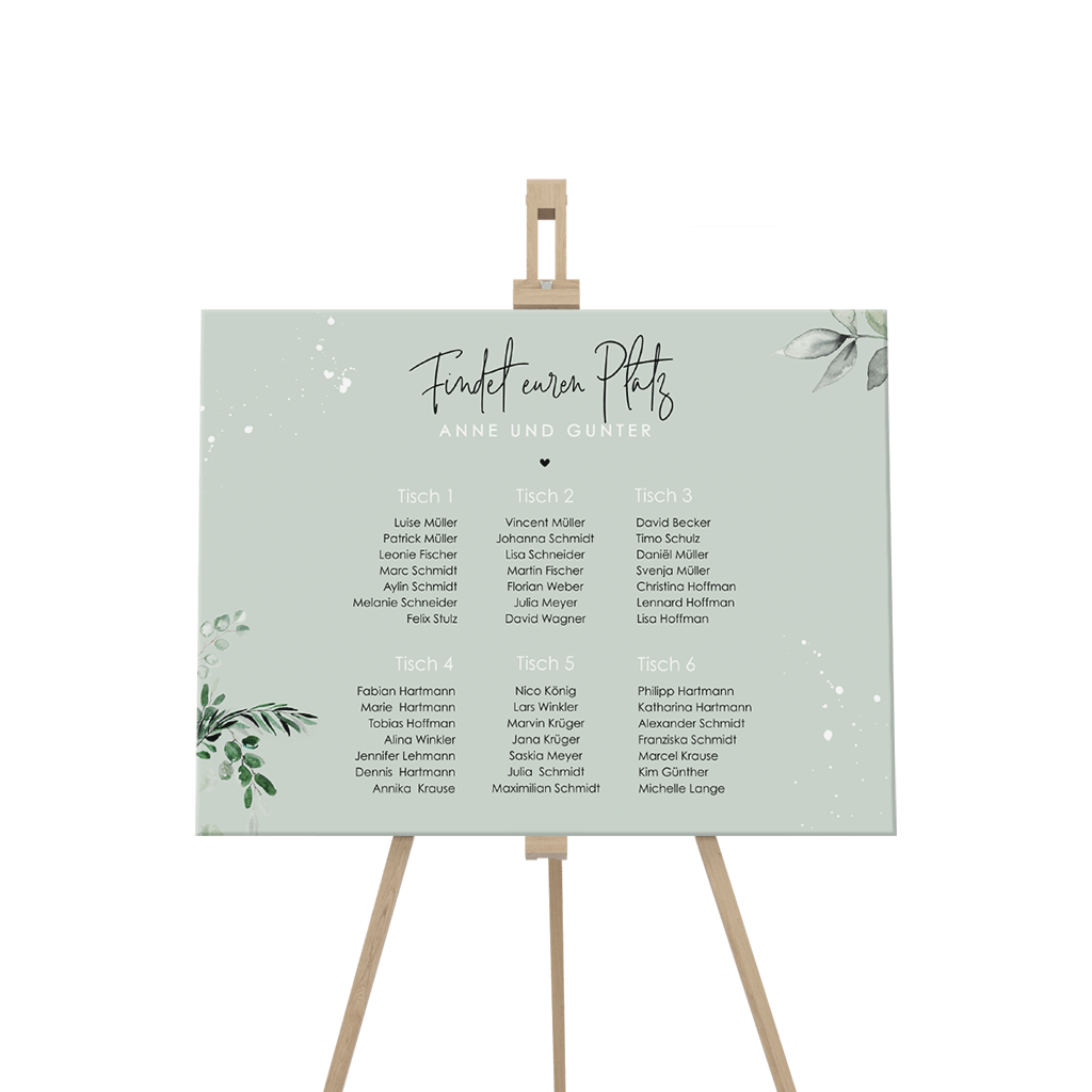 Sitzplan Schild Greenery
