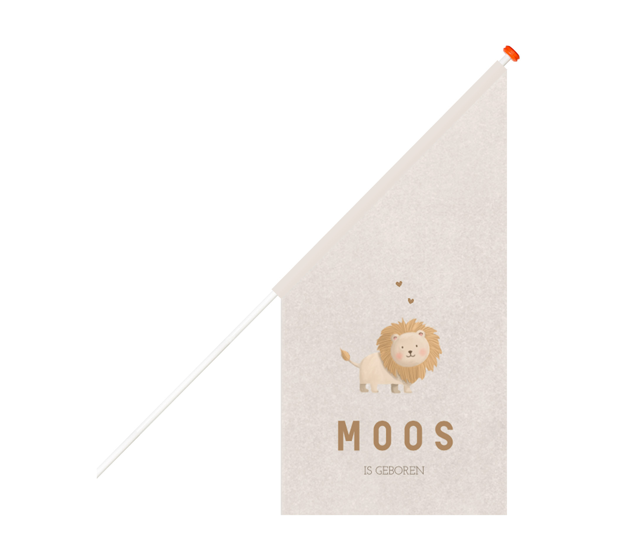 Geboortevlag bruin met illustratie van leeuwtje