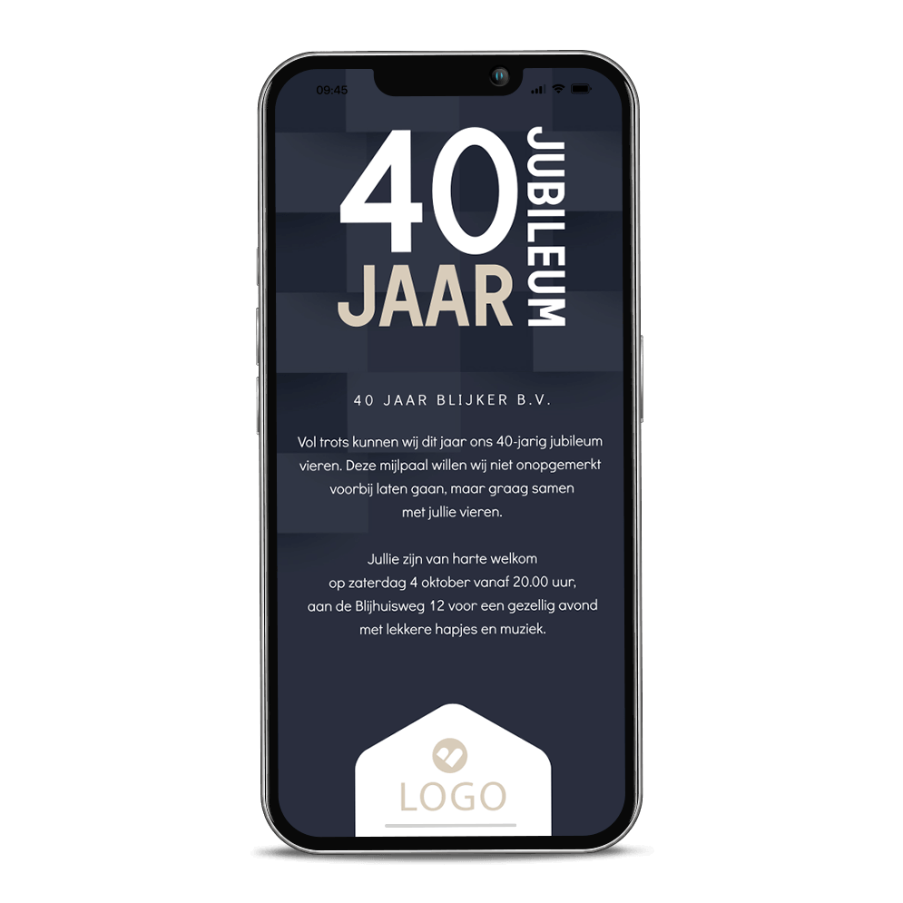 Strakke digitale zakelijke jubileum uitnodiging 40 jaar met logo