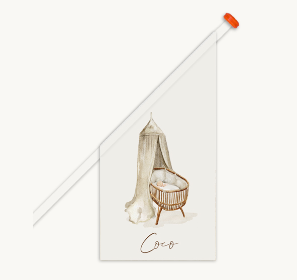 Geboortevlag met een getekend wiegje met een baby unisex