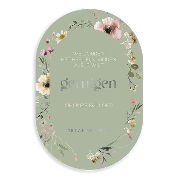 Getuigen kaartje met bloemen