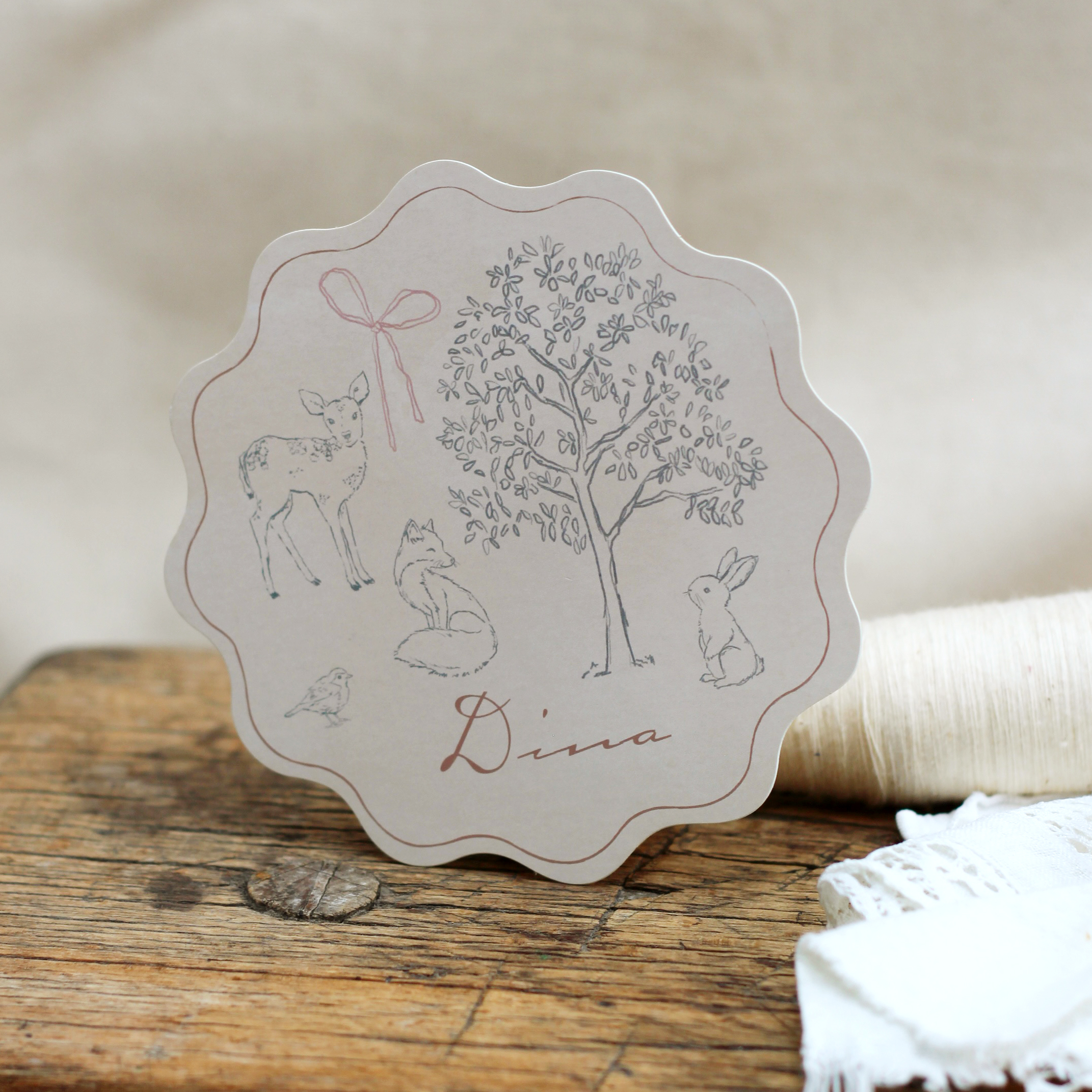 UNIEK GEBOORTEKAARTJE BOSDIEREN MEISJE