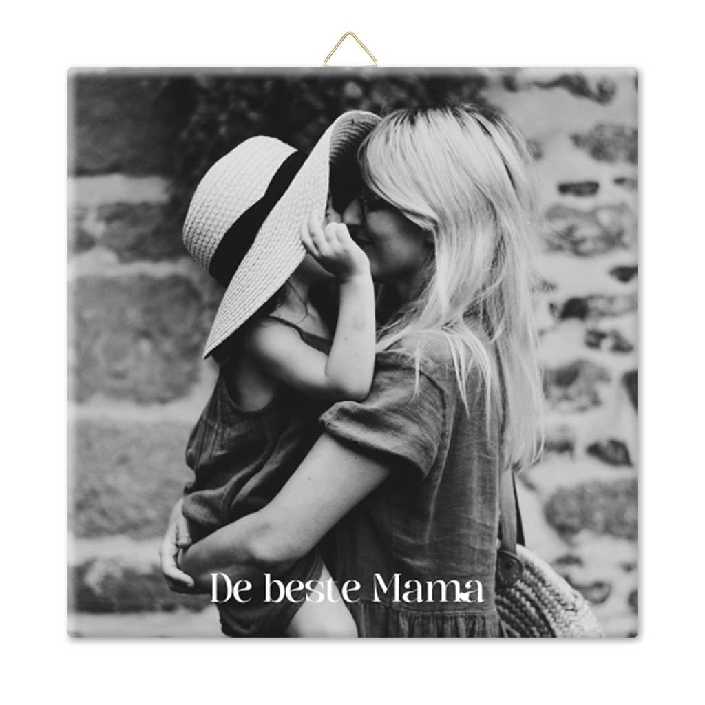 Keramiek tegeltje met foto 'De beste mama'