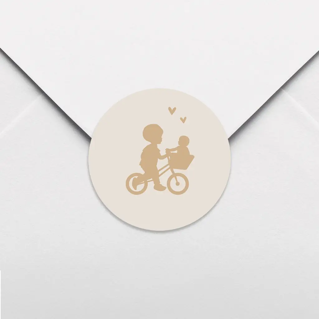 Sluitsticker met silhouetjes op een fiets - per 25 stuks