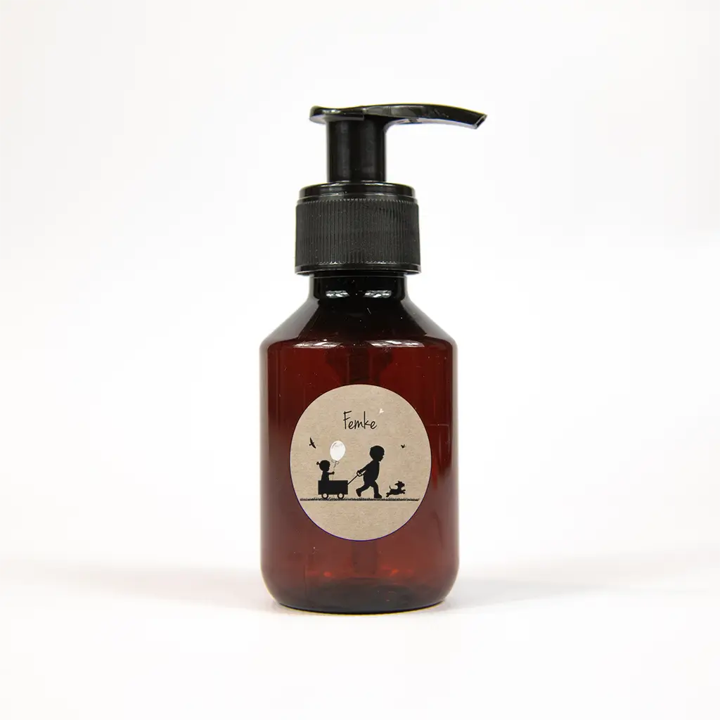 Naamsticker kraftlook met silhouetjes broer en zusje - per 25 stuks