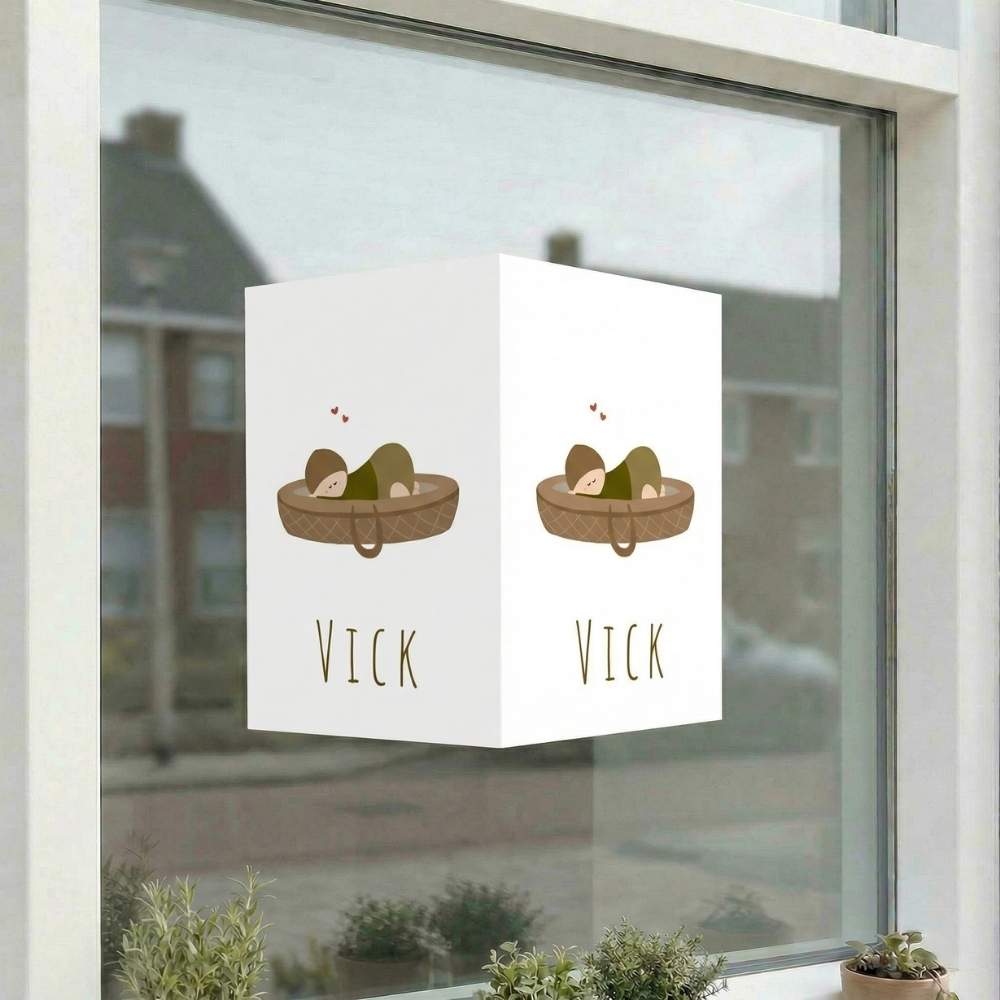 Geboortebord raam jongen kindje wieg