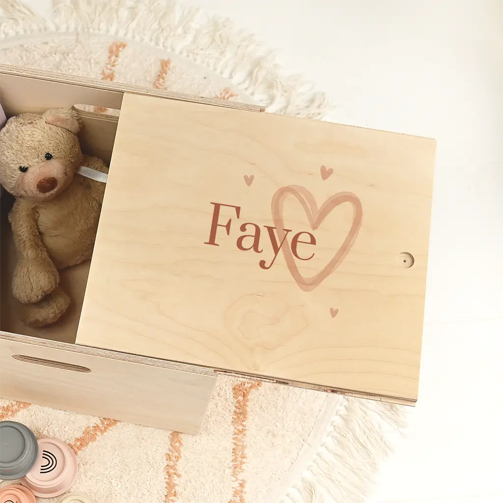 Doopsuiker presentatie doos met roze hartjes