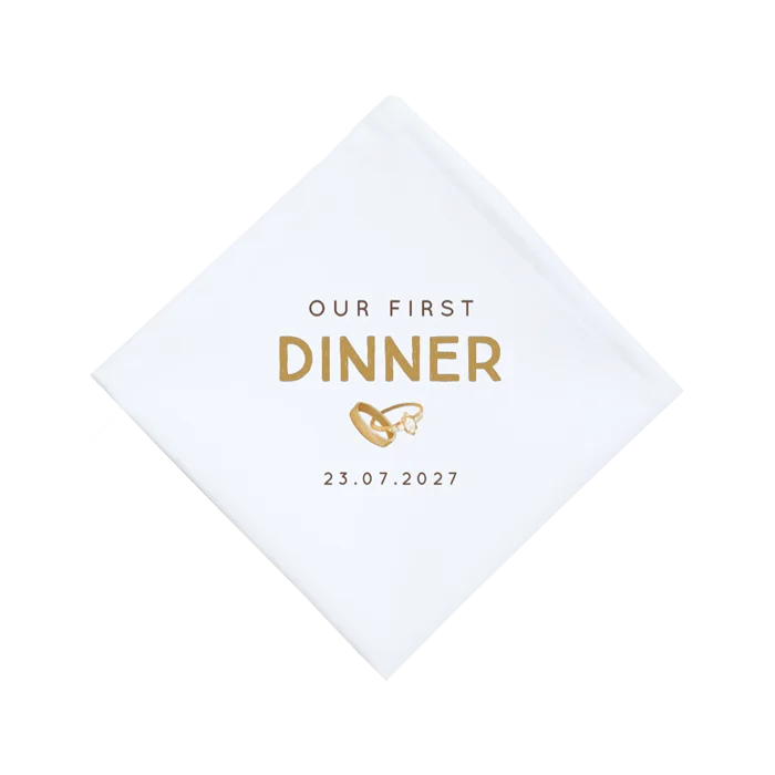 Gepersonaliseerde servetten voor bruiloft met trouwringen