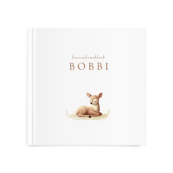 Kraambezoekboek wit met hertje - met invulpagina's