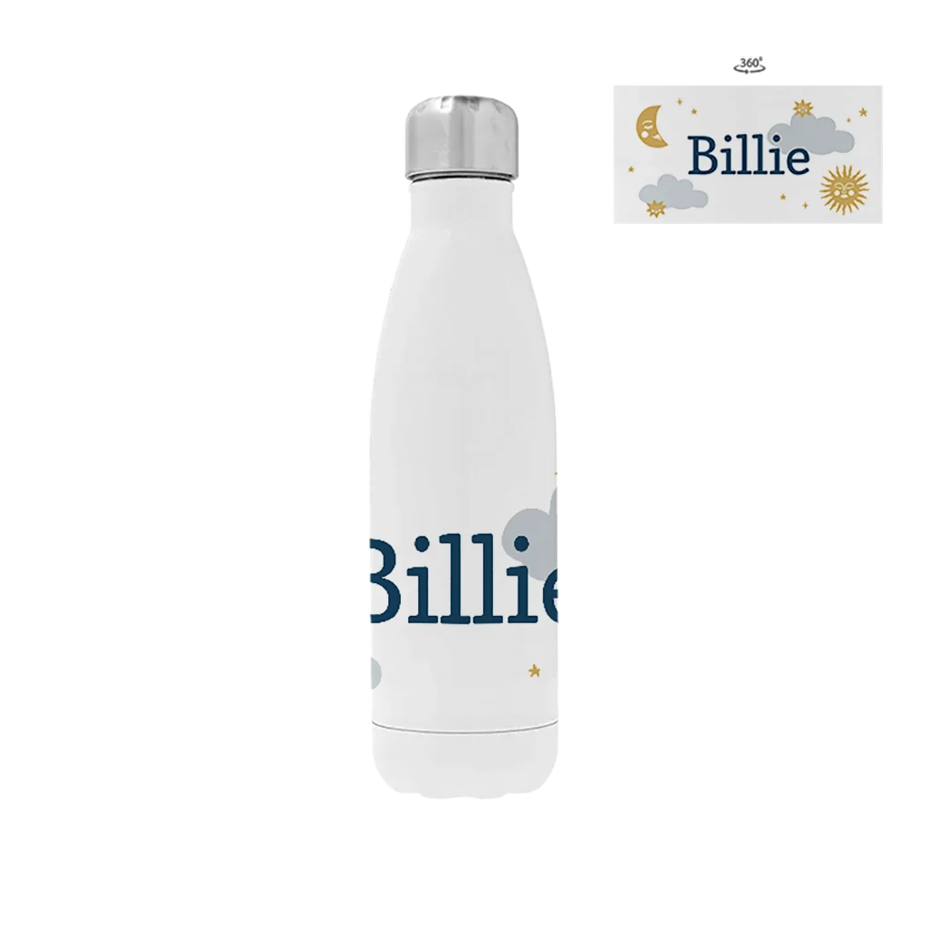 Rvs drinkfles met naam en zon, maan en sterren