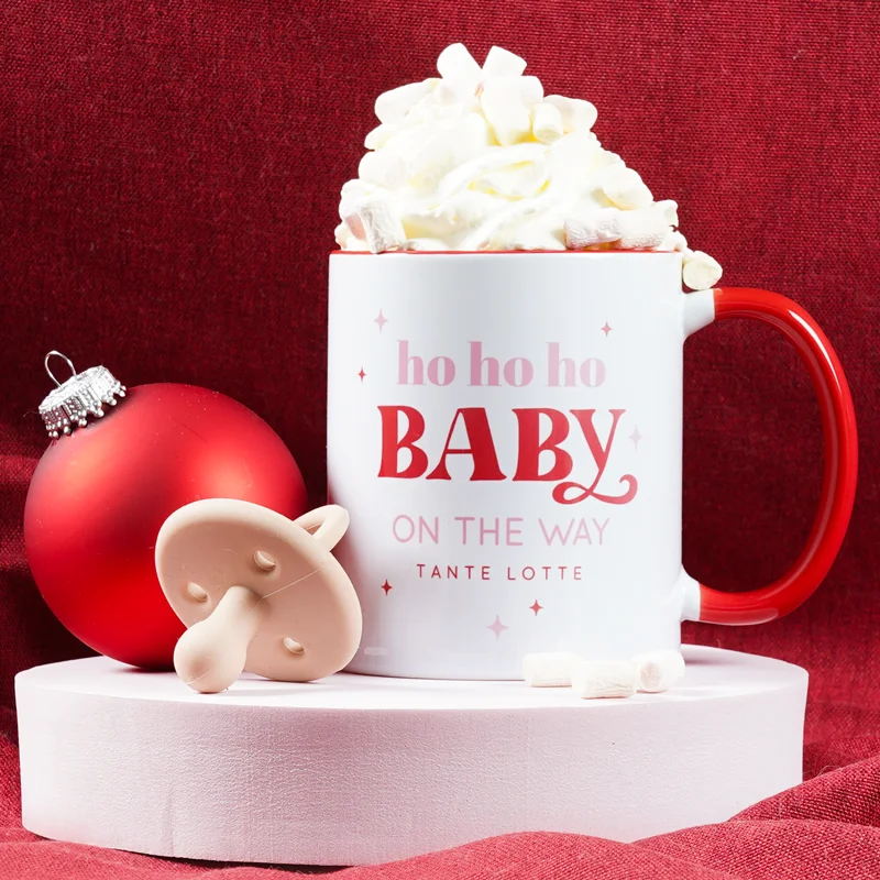 Zwangerschapsaankondiging kerst mok bedrukken voor tante