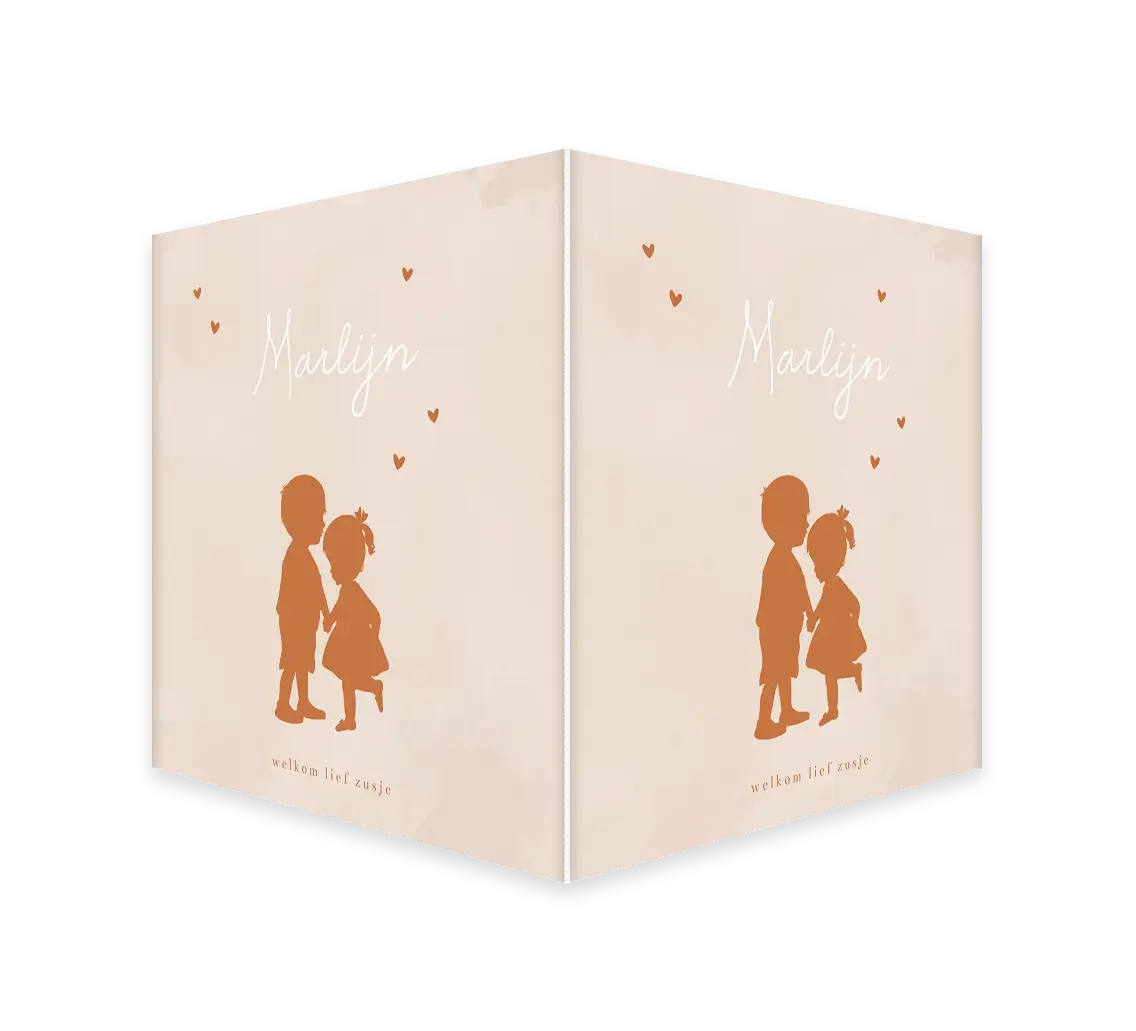 Raambord met silhouetjes broer en zusje